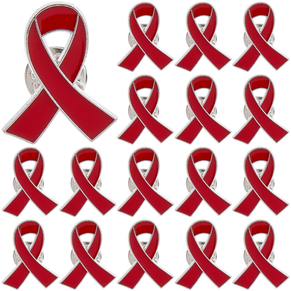 CRASPIRE 25 Set di Spille con Nastro Rosso Spilla in Metallo Smaltato per Campagne di Sensibilizzazione Prevenzione Beneficenza Evento Sociale Pubblico Distintivo Accessorio per Donazioni per Donne