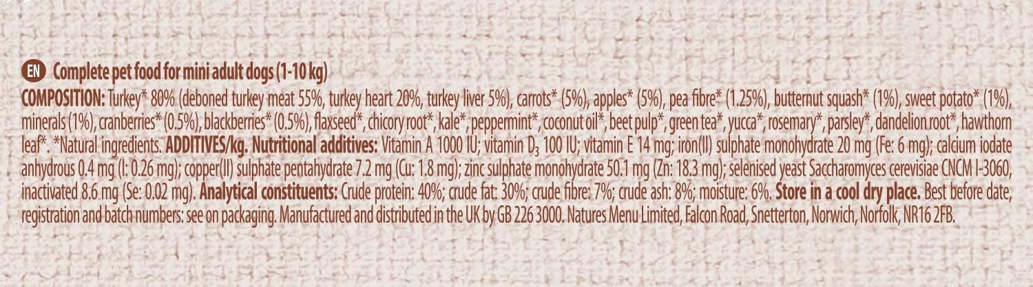 Nature's Variety Complete Freezed Dried Food Turkey for Dogs Mini and Small - Case 7 x 120 g