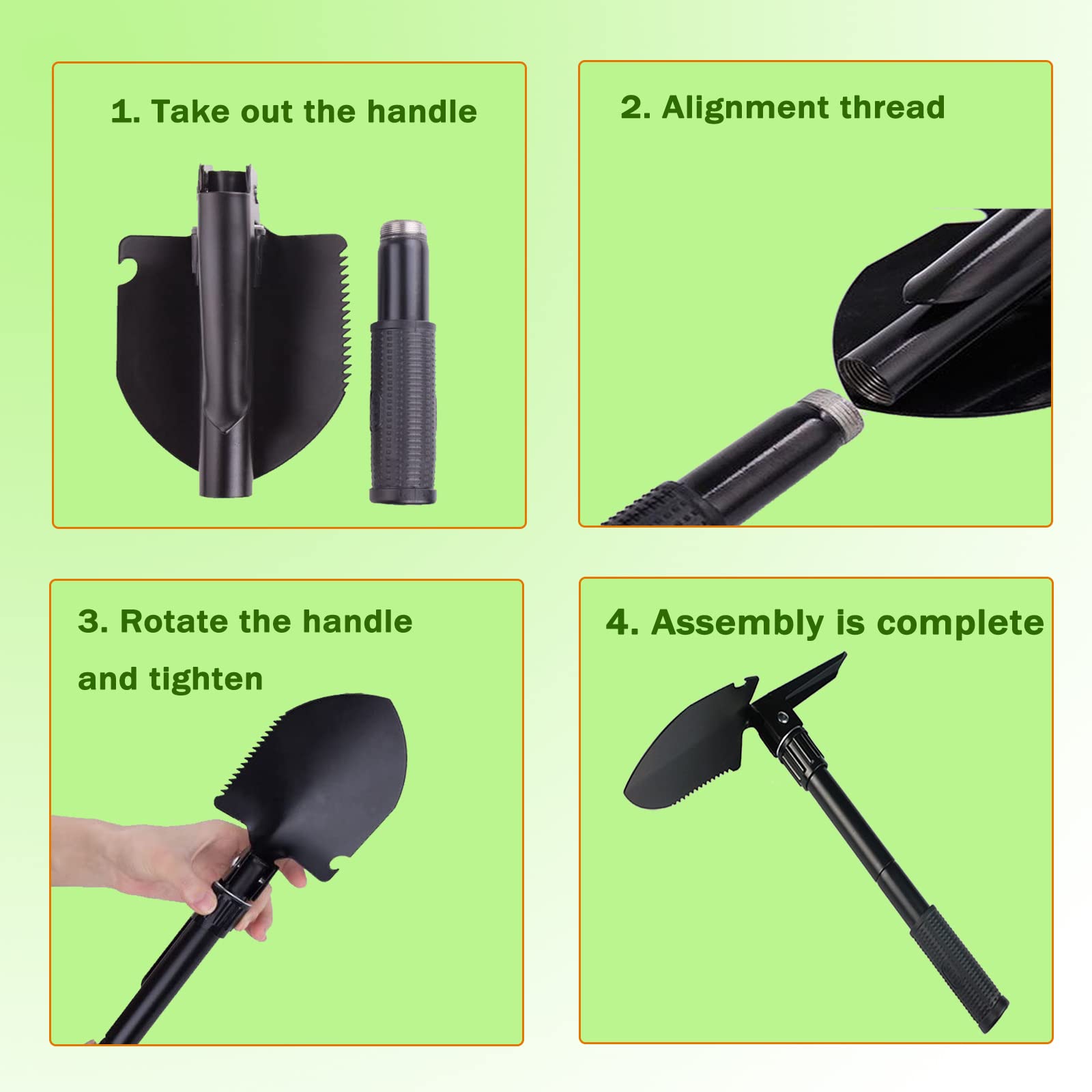 Pelle Multifonction, Pelle Pliante Multifonctionnelle pour Couper Branches Camping Survie Randonnée et Jardinage la Chasse l'expédition