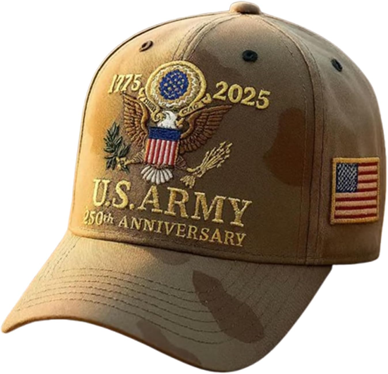 250th Anniversary Army Hat, Adjustable Embroidered Baseball Cap Anniversary Tribute Hat for Veterans Patriots(US, Alpha, Medium, Large, DesertStorm Bald Eagl)