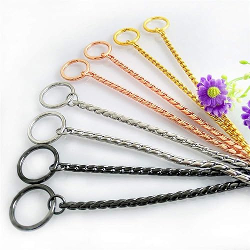 Miniatura 6 de Umysky Cadena de metal cromado para perro con diseño de serpiente en forma de serpiente, estranguladorcollar totalmente garantizado contra el