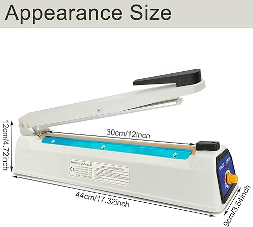 Miniatura 4 de Sellador térmico por impulso, sellador de bolsas Mylar de 12 pulgadas y 0.197 in, sellador de carcasa de hierro, máquina selladora de bolsas de