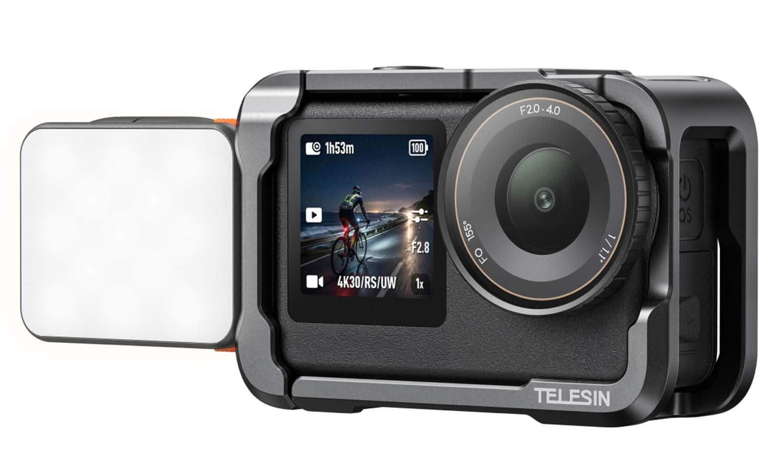 TELESIN Aluminum Alloy Protective Frame Case with Magnetic LED Light for DJI Osmo Action 6 Camera, Quick-Release Metal Rabbit Cage Protective Frame Housing Sleeve with 1/4" Screw and Cold Shoe