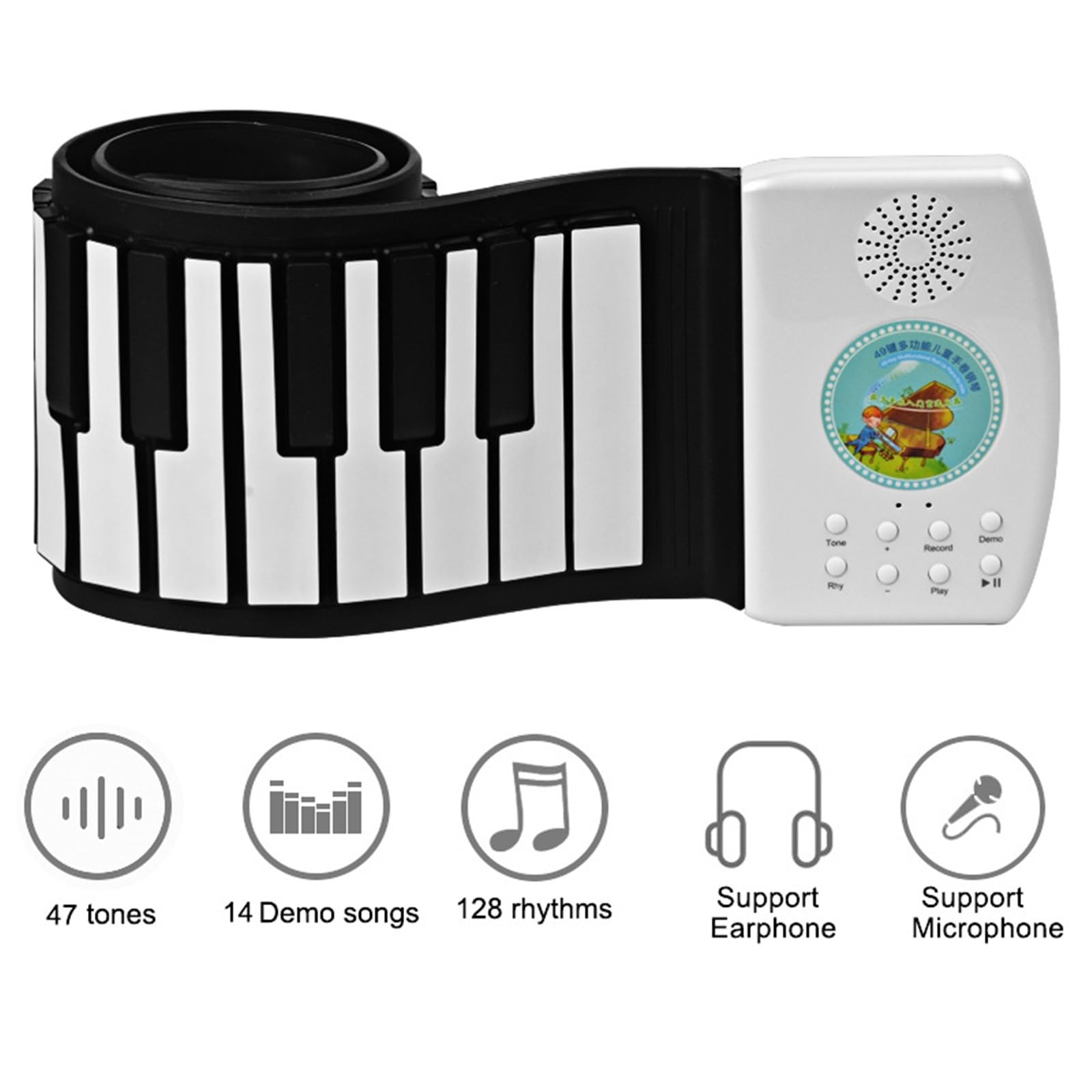 Tastiera Digitale Per Principianti Pianoforte A Mano Con 49 Tasti E Altoparlante Pianoforte Elettronico Portatile Pieghevole Per Principianti Per Esercitarsi(Black)