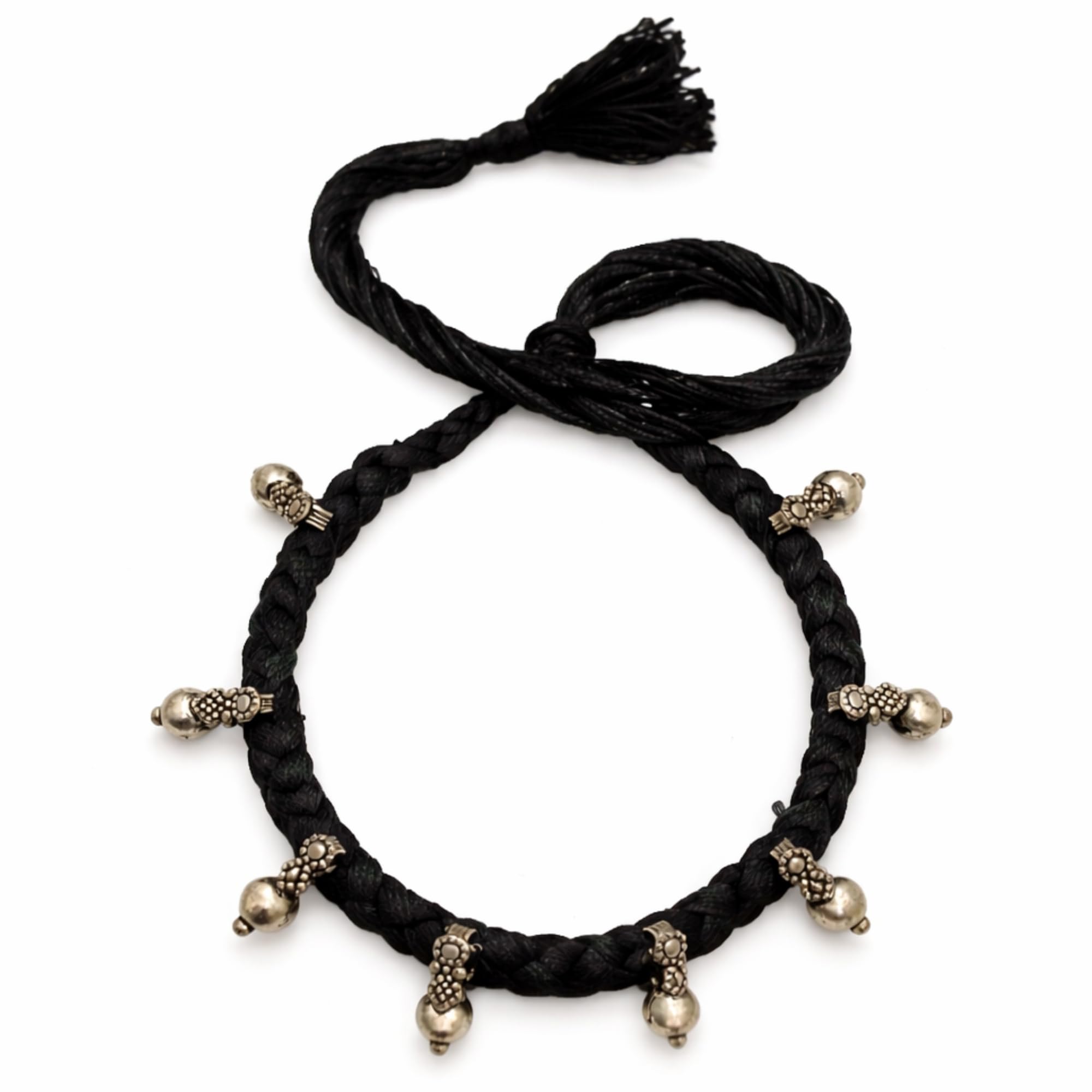 athizay Handmade Thread Choker Necklace for Women – Adjustable Tribal Jewelry with Oxidized Silver Beads – Indian Ethnic Festival Necklace – Black-picture-11
