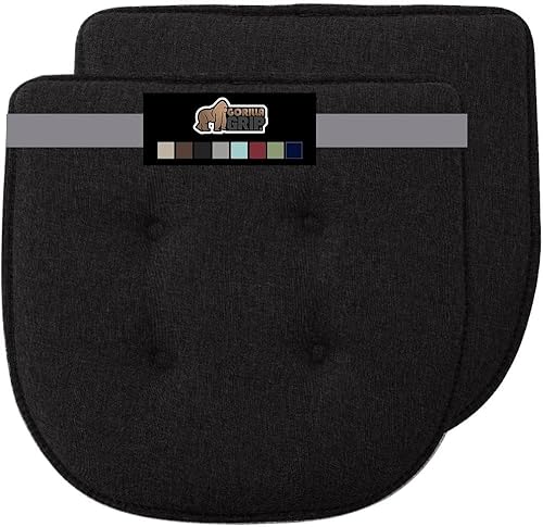 Gorilla Grip Juego de 2 cojines de espuma viscoelástica copetudos para silla, cómodos cojines para comedor, respaldo antideslizante, mesa de cocina
