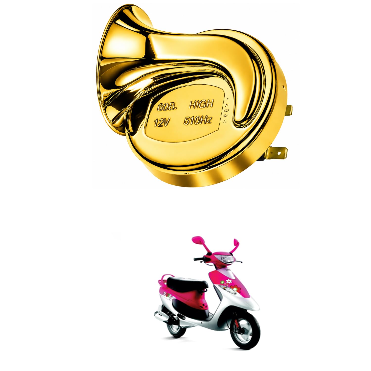 Universal 12V Snail Tweeter Horn 300dB Super Loud Waterproof Electric Horn, Premium Chrome Finish, Heavy Duty Brass Terminals for Car, Bike, Truck, SUV Comfortable With Scoo-ty pep Pl-us-image-46