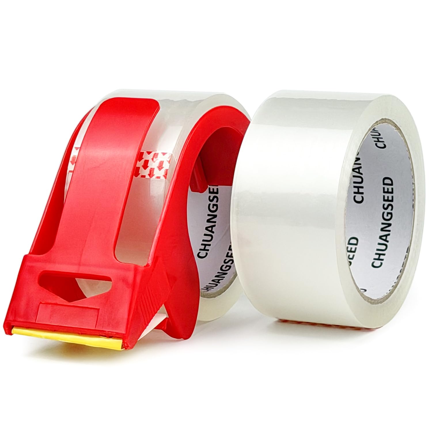 CHUANGSEED 2- rolls Clear Packing tape 50mic x 48mm x 66m Packaging Tape Clear for Moving, Parcels Sealing, Shipping