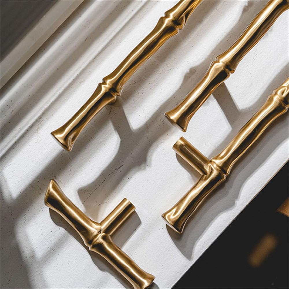 ファッション真鍮クリエイティブ竹扉引き出しキャビネットレトロキャビネットドアハンドル、ゴールド、206mm