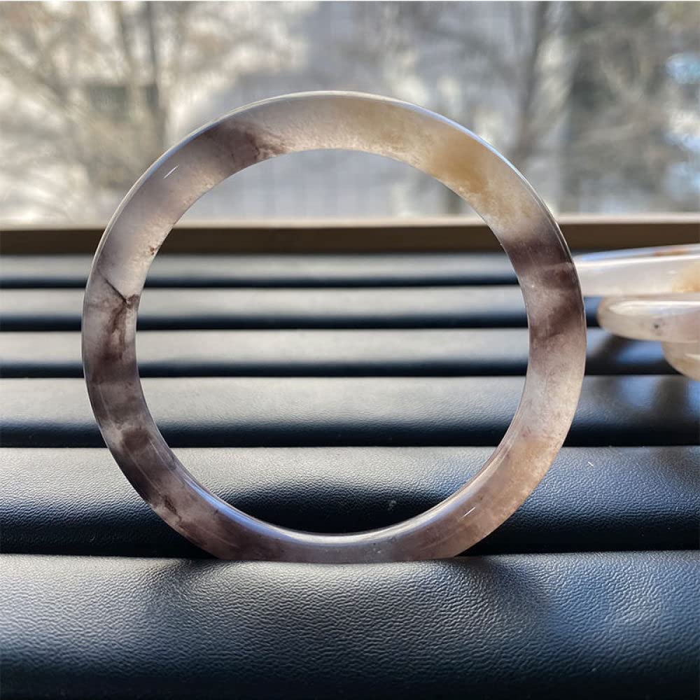 Bracciale Rigido da Donna in Giada Naturale, Bracciale Rigido in Seta Dorata, Viola, Ideale per Mamme e fidanzate, con Scatola portagioie, 54-63 mm, 54-55 mm (A 62)