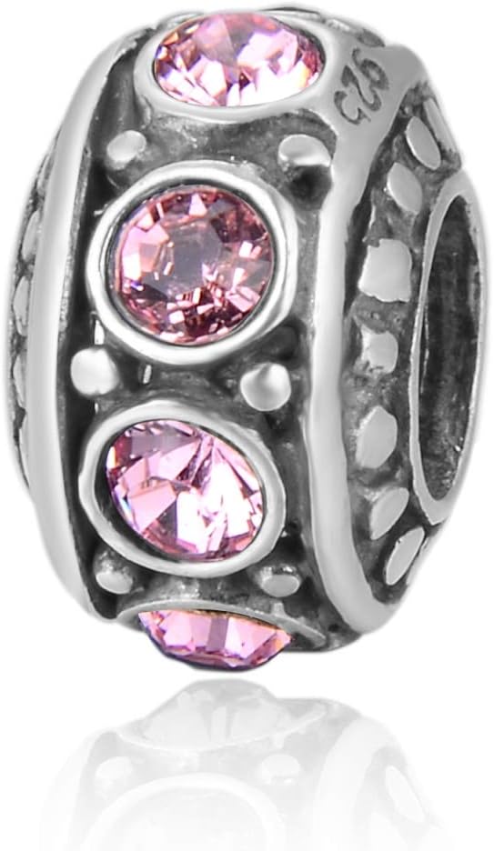 1pc Adabele Authentic Sterling Silver Birthstone Charm Cubic Zirconia Bead Fit Pandora All Other Bracelet Necklace Personalized Jewelry Birthday Women Girl Gift, Silver