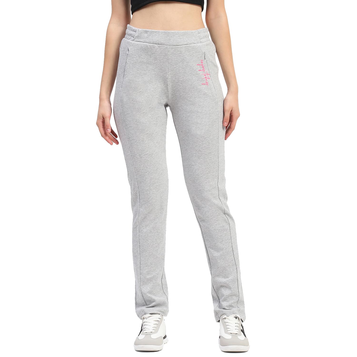 MADAME M SECRETElasticated Waistband Pleated Straight Fit Track Bottoms