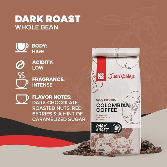 Café en Grano Juan Valdez Tostado Oscuro Bolsa 11oz Colombiano miniatura 2