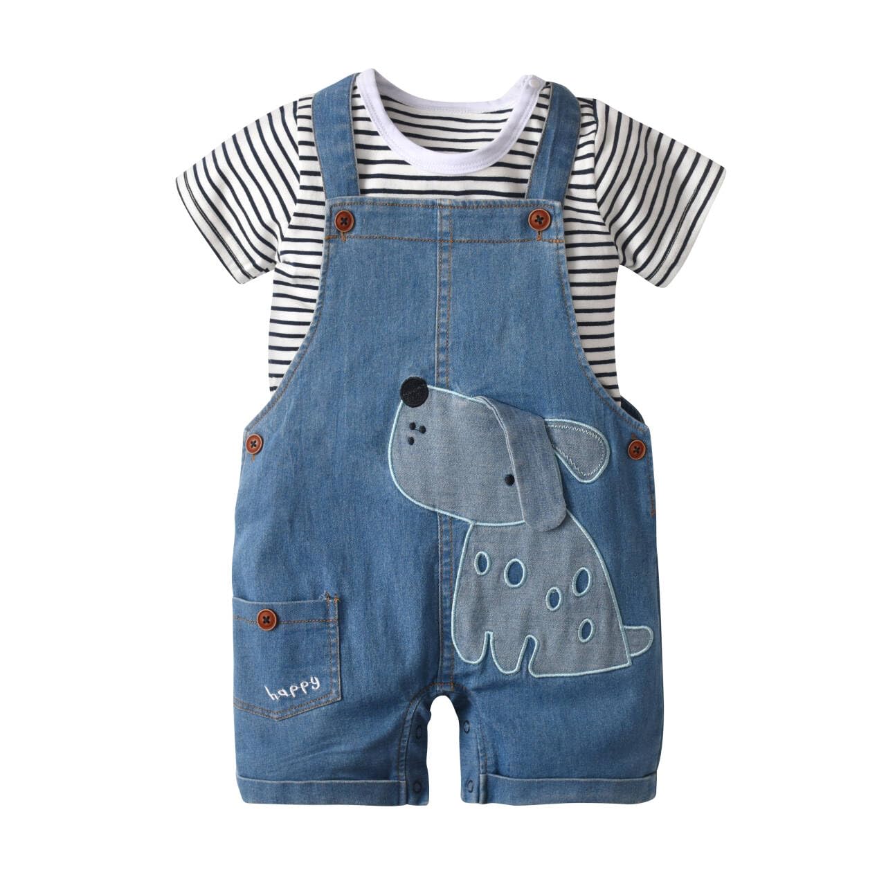Cute Baby Boy Clothes Suit Toddler Boys Striped long Sleeve T-Shirt Denim Overalls Jumpsuit Pants Outfits Sets