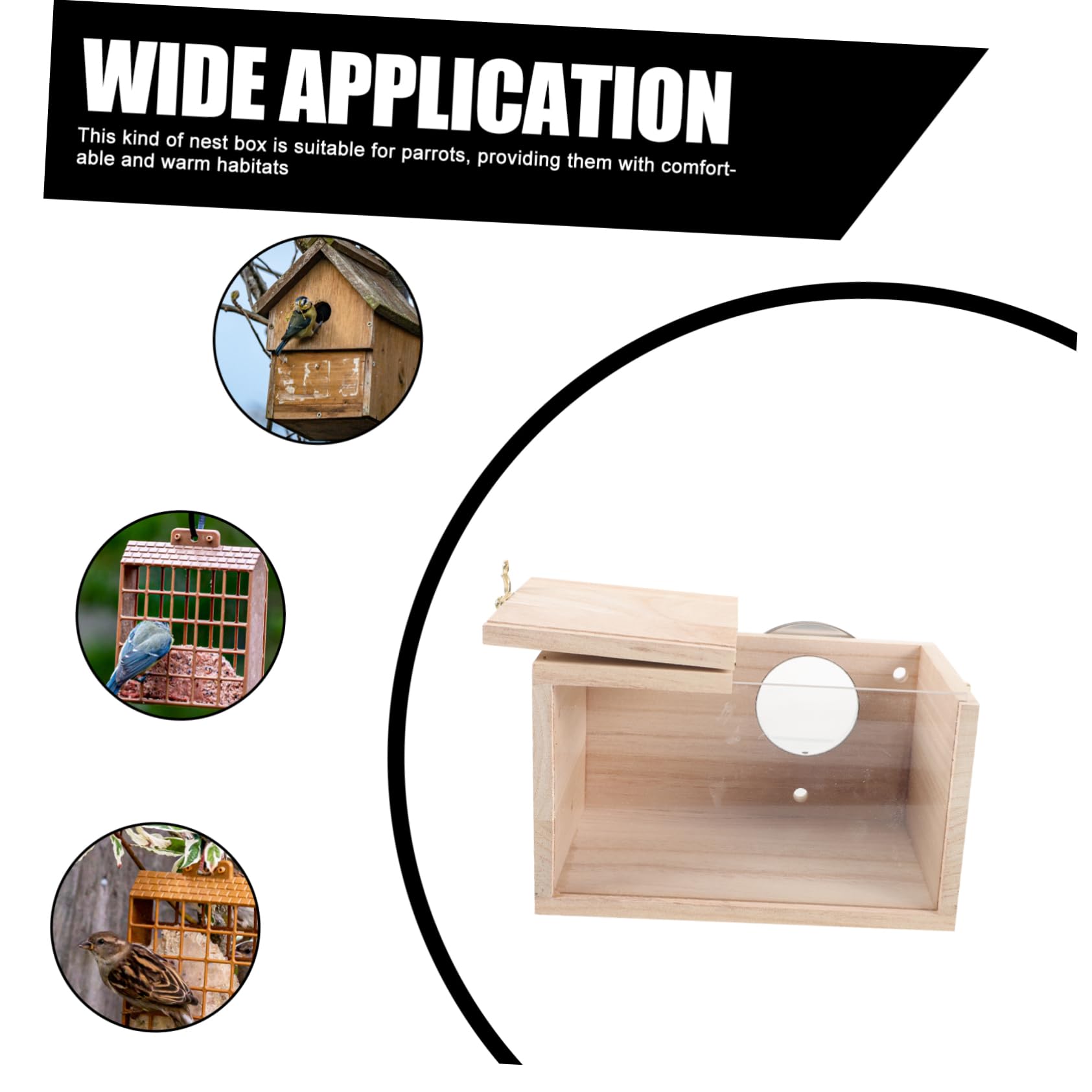 POPETPOP Outdoor Bird Nesting Box Transparent Wooden Incubation House for Cockatiels and Parakeets Durable Breeding Box with Hinged Lid for Easy Cleaning for Birds