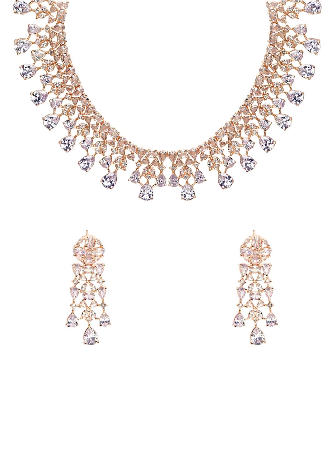 Yellow Chimes American Diamond Necklace Set For Women | White Stone Rose Gold Jewellery Set For Women | Diamond Necklace Set | Birthday Gift for Girls Anniversary Gift for Wife (B09VGZGSTY) Amazon Price History, Amazon Price Tracker