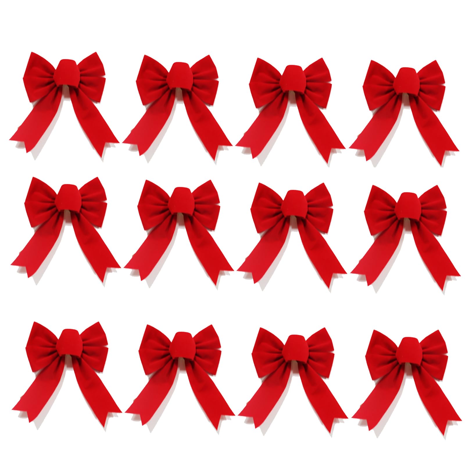 Dolaso Red 12 Pcs Christmas Bow Decorations, Velvet Ribbon Bows, Large Wreaths Bows, Xmas Decorative Bow Ties Ornaments For Home Christmas Party Decor Presents