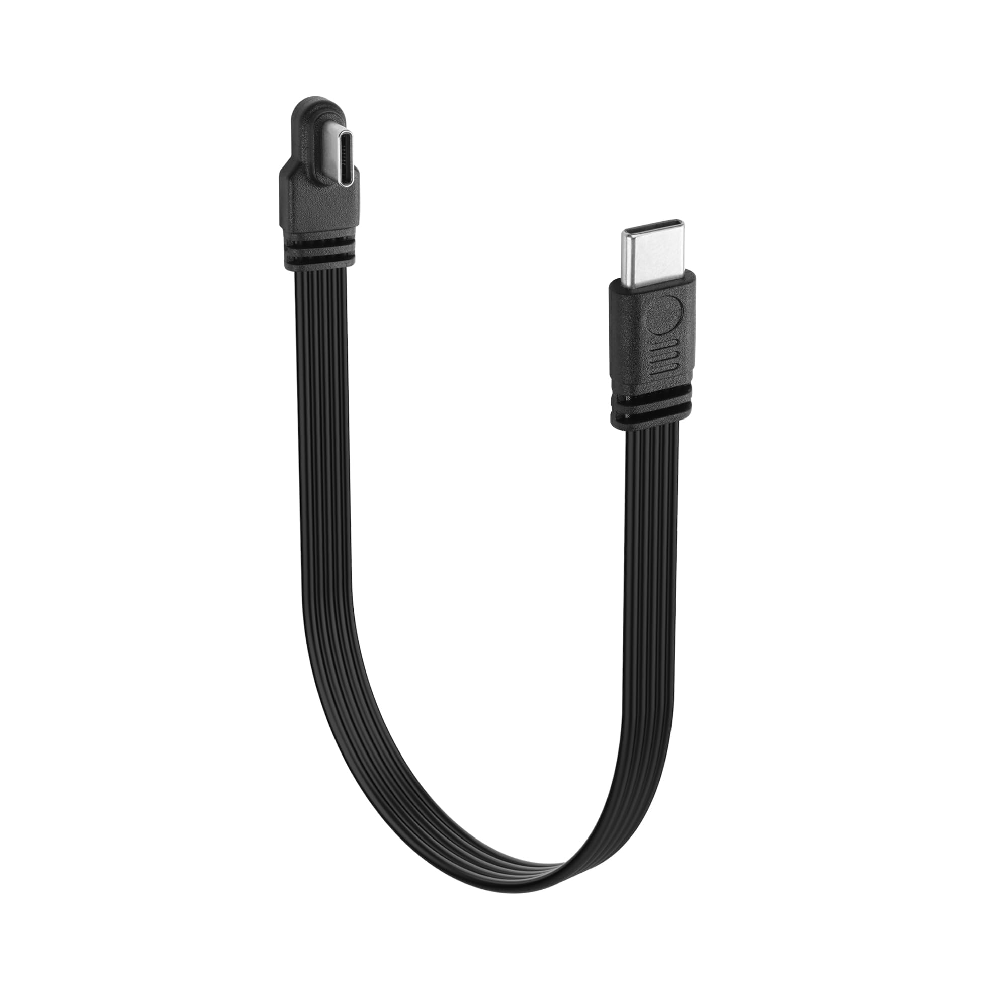 YACSEJAO 90 Degree USB C to USB C Cable,Right Angle USB C 2.0 Flat Data Cable 15cm/0.5ft Type C Male to Male Charging Short Cord for Phones, Laptop,