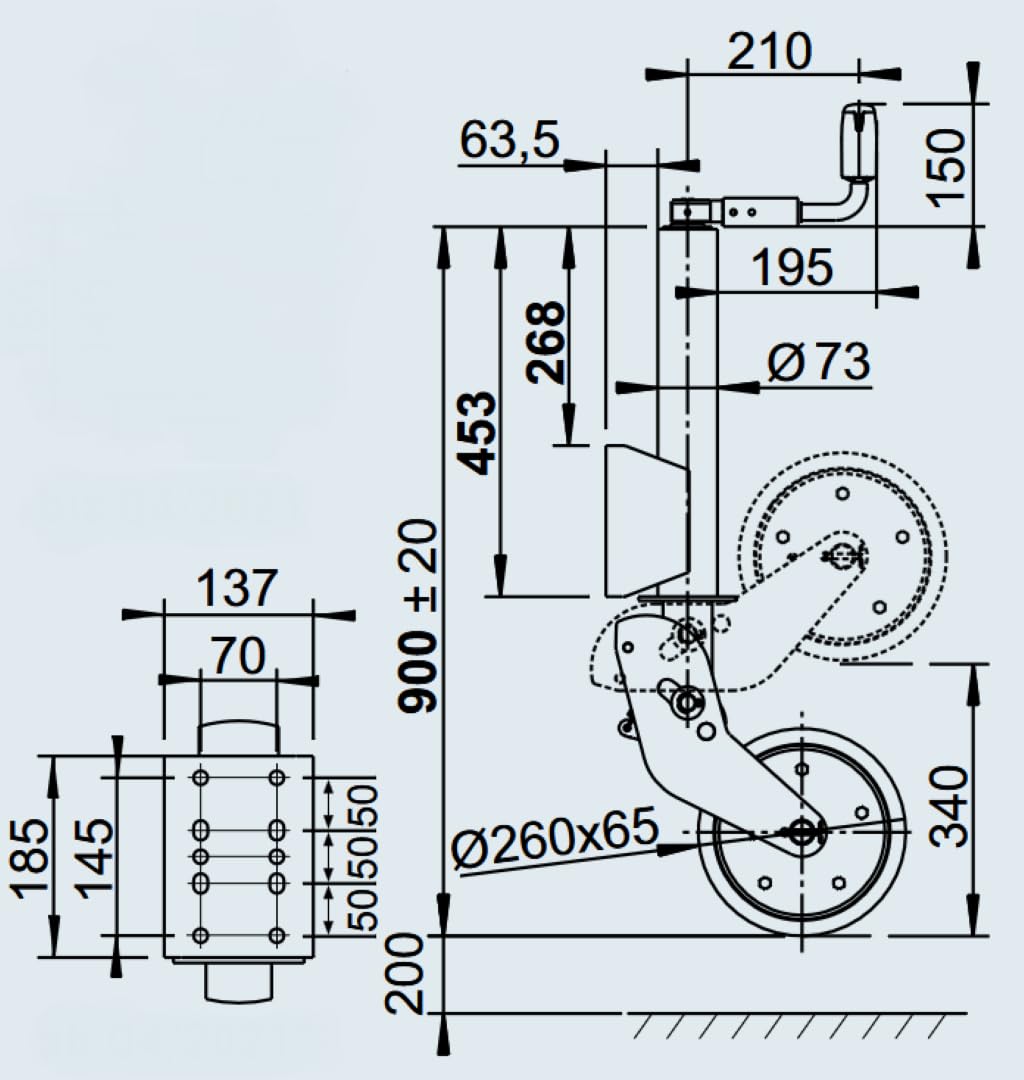 HGW 800 kg Schwerlast Automatik-Stützrad Ø 73 mm – Profi-Ausführung für 3,5 t Anhänger, LKW- & landwirtschaftliche Anhänger – kompatibel zu AL-KO 1366155