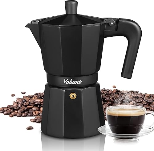 Yabano Cafetera espresso para estufa, 6 tazas de café Moka Espresso italiano para estufa de gas o cerámica eléctrica, cafetera italiana para