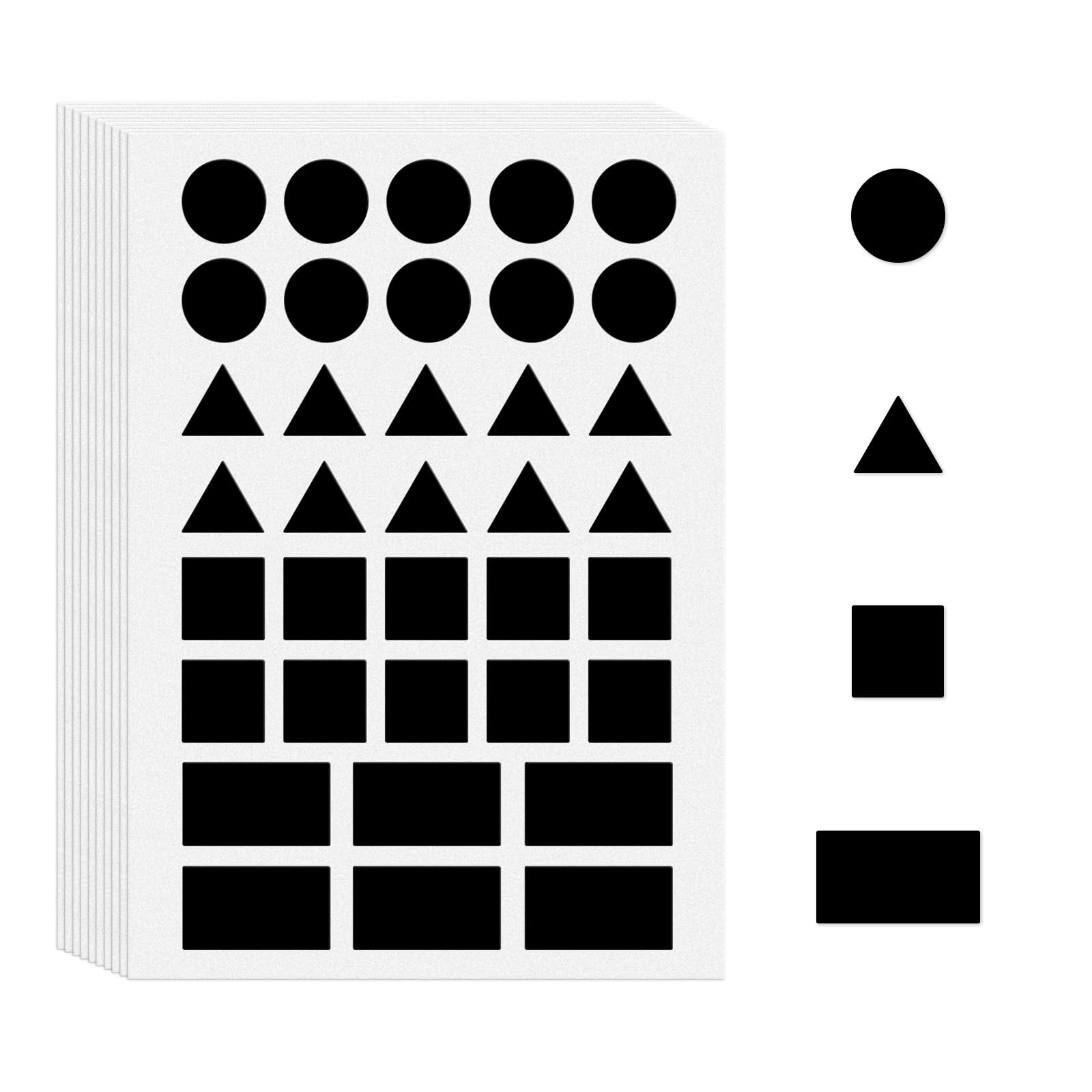 YIKIADA Black Multi-Shaped Labels Color Coding Stickers Shape Stickers Triangles Circles Rectangles Self-Adhesive Decals for Home School Office 360