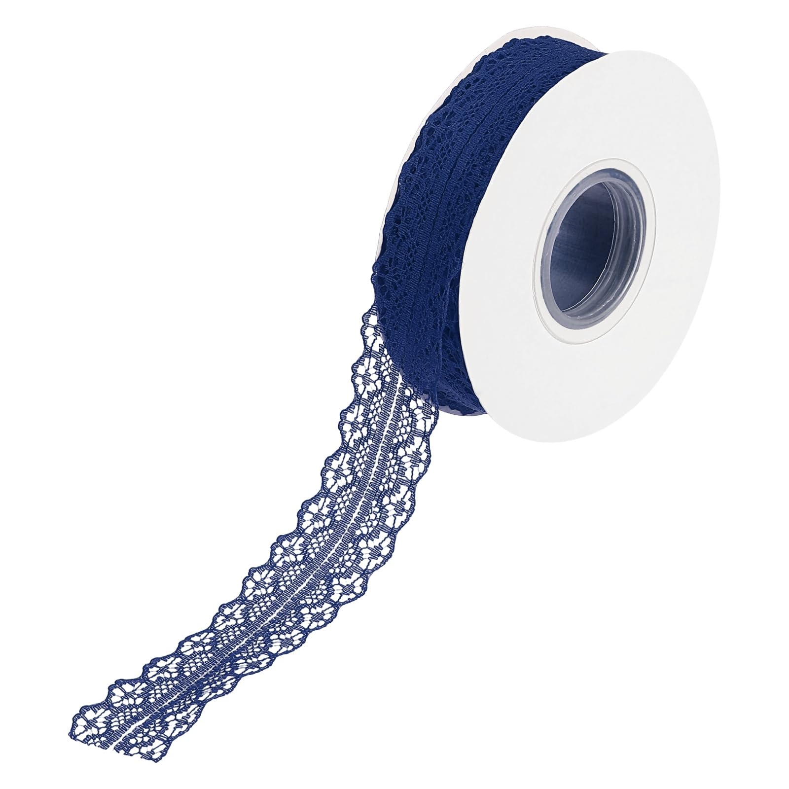 sourcing map 1.2 Inch Wide 15 Yard Lace Ribbon Floral Pattern Dark Blue Lace Trim Ribbon for Gift Wrapping Bouquets, Wedding Decor Sewing Making, and DIY Crafts