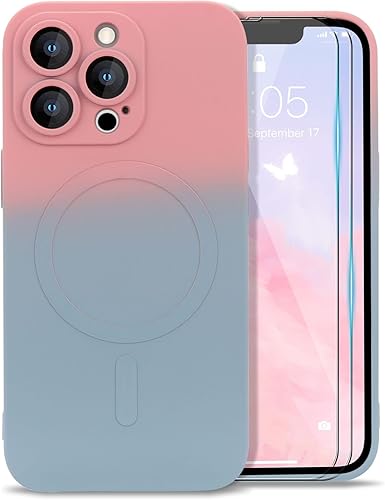 Ethanger Funda para iPhone 13 Pro para mujeres y niñas, 2 protectores de pantalla, ligera y duradera, única, asfática, a prueba de golpes, linda