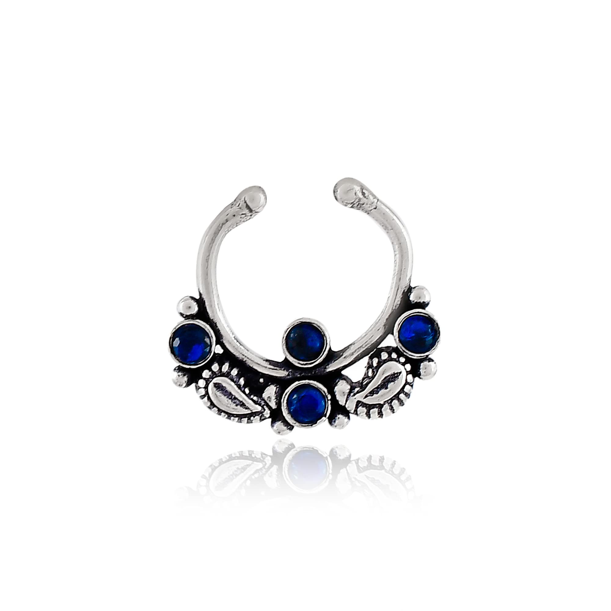 See full amazon price history chart for NEMICHAND JEWELS Pure 925 Sterling Silver Blue CZ Septum Nose Rings For Women - Non Pierced nose (SS-NR-10) NEMICHAND JEWELS Pure 925 Sterling Silver Blue CZ Septum Nose Rings For Women - Non Pierced nose (SS-NR-10) (B09PVLXZP5) Amazon Price History, Amazon Price Tracker