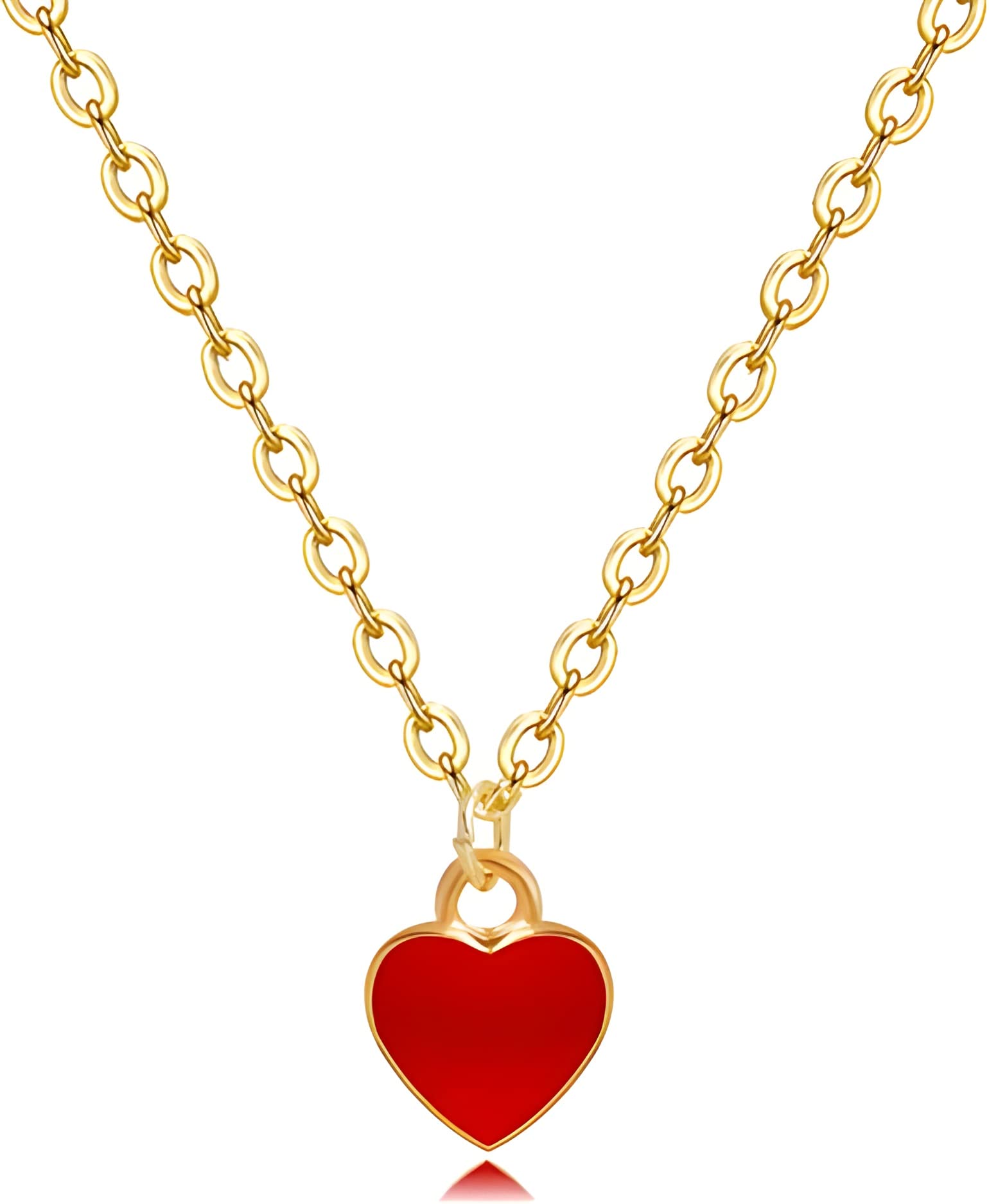 ANNA CREATIONS Stylish Gold Chain Plated Red Heart Pendant Necklace for Women and Girls (B0BJ8SC8BB) Amazon Price History, Amazon Price Tracker