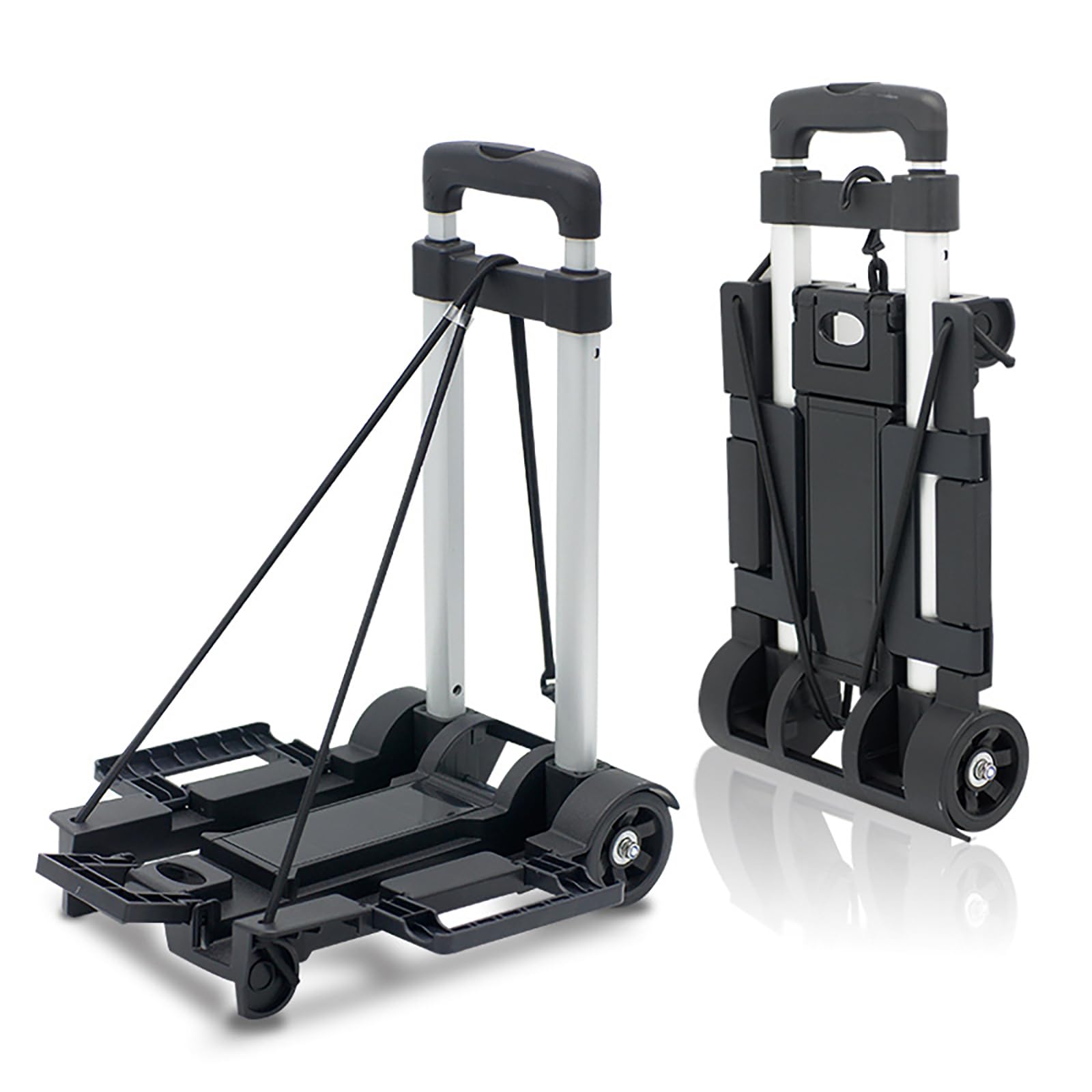 FresQa Folding and Pulling Trucks Hand in Hand to Pull Household Aluminum Alloy Rod Luggage carts, Trailer mini Push-Pull carts,A