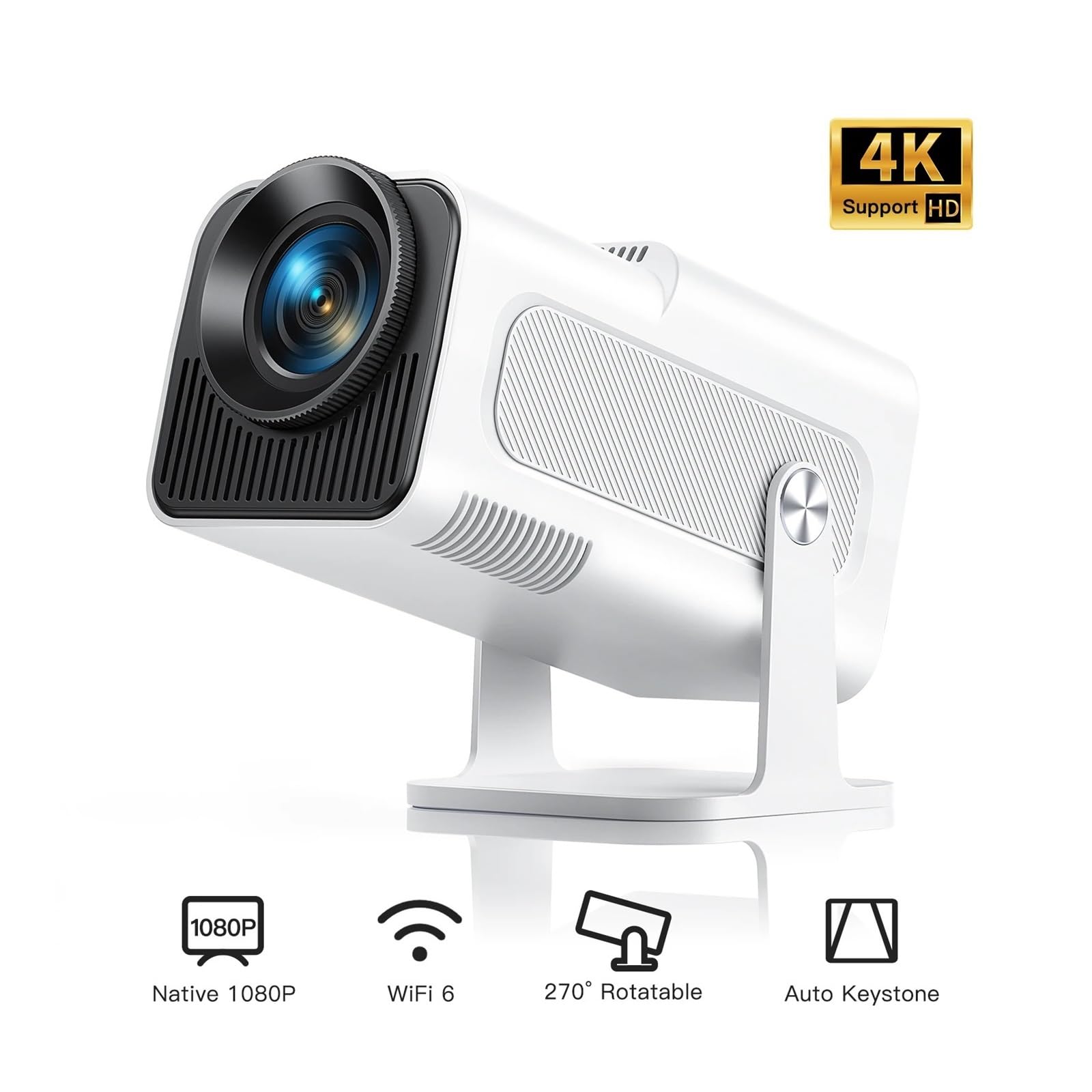 Mini Proiettore Portatile 4K Supporto 20000 Lumen Full HD 1080P Nativo Rotante 270° For Home Theater Proiezione Ad Alta Definizione