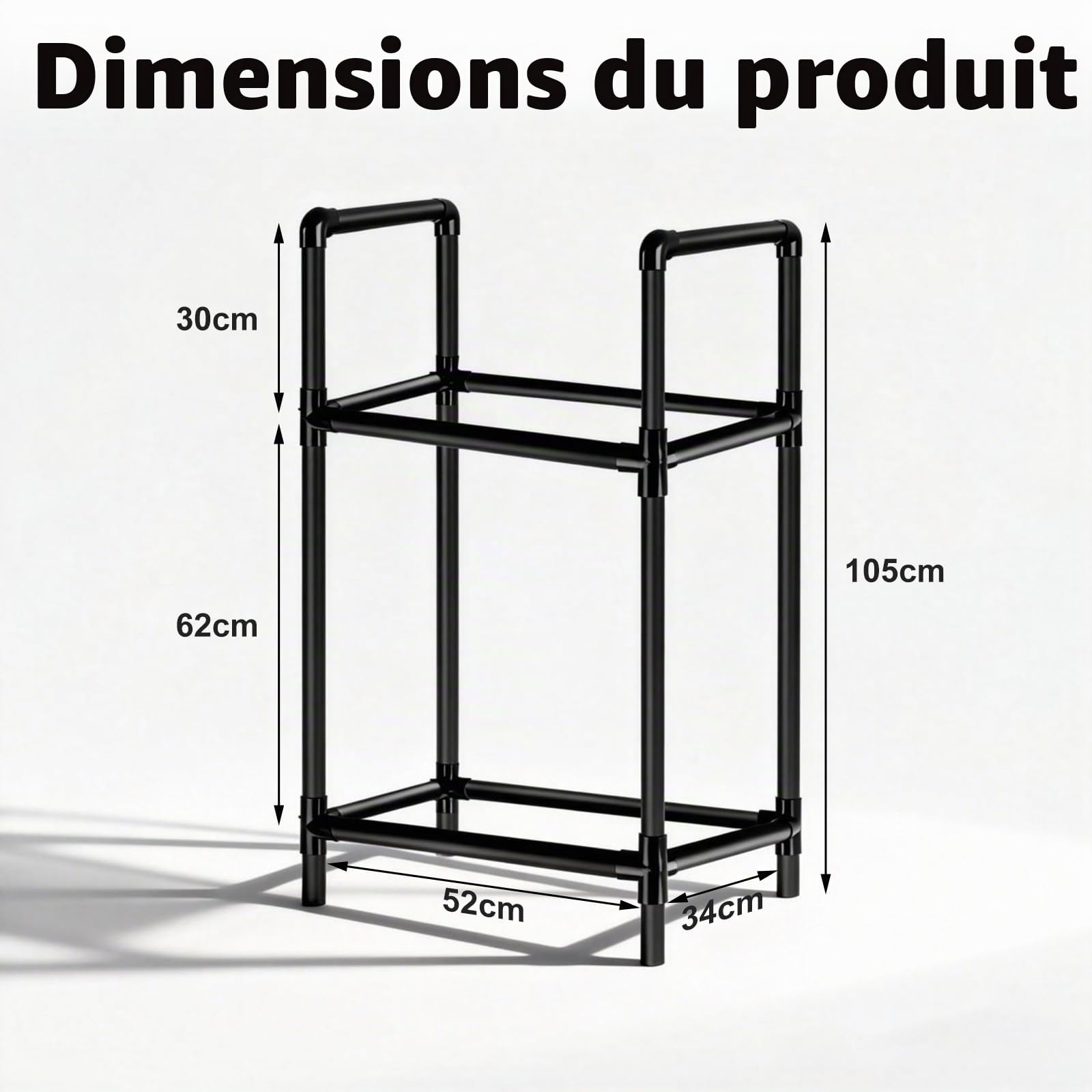 Porte-pneus pour 4 Pneus, Étagère de Rangement pour Pneus Réglable en Hauteur, Structure en Acier Robuste, Support de Rangement pour Garage & Atelier (57,2 x 37,3 x 114,6 cm)