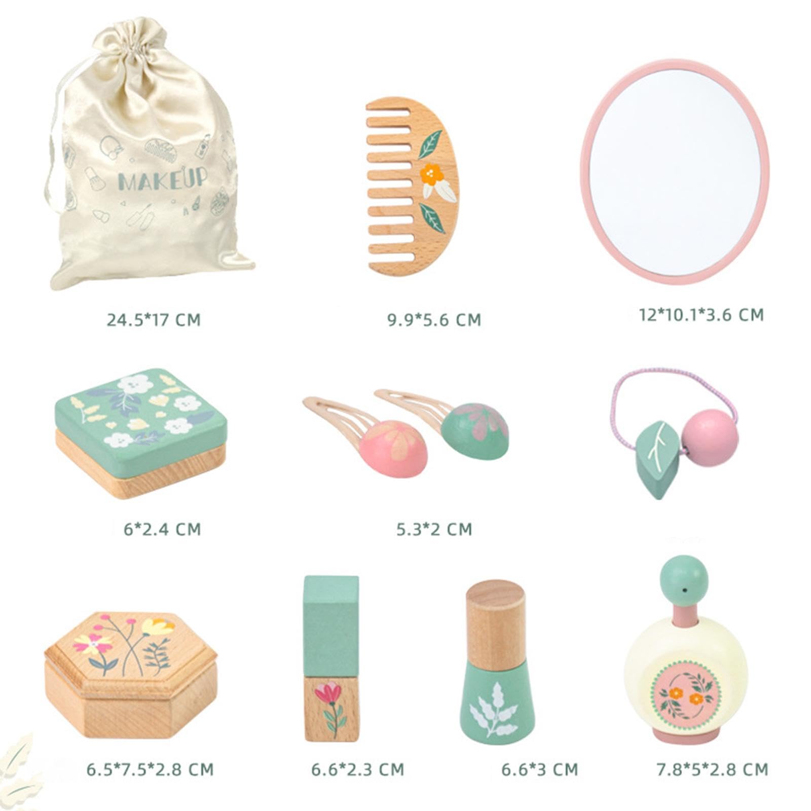 Qianly Set de Maquillaje Infantil Juguetes de Maquillaje Pretend Juguete de Maquillaje para Niñas Kit de Maquillaje de Madera con Bolso Juego de Belleza