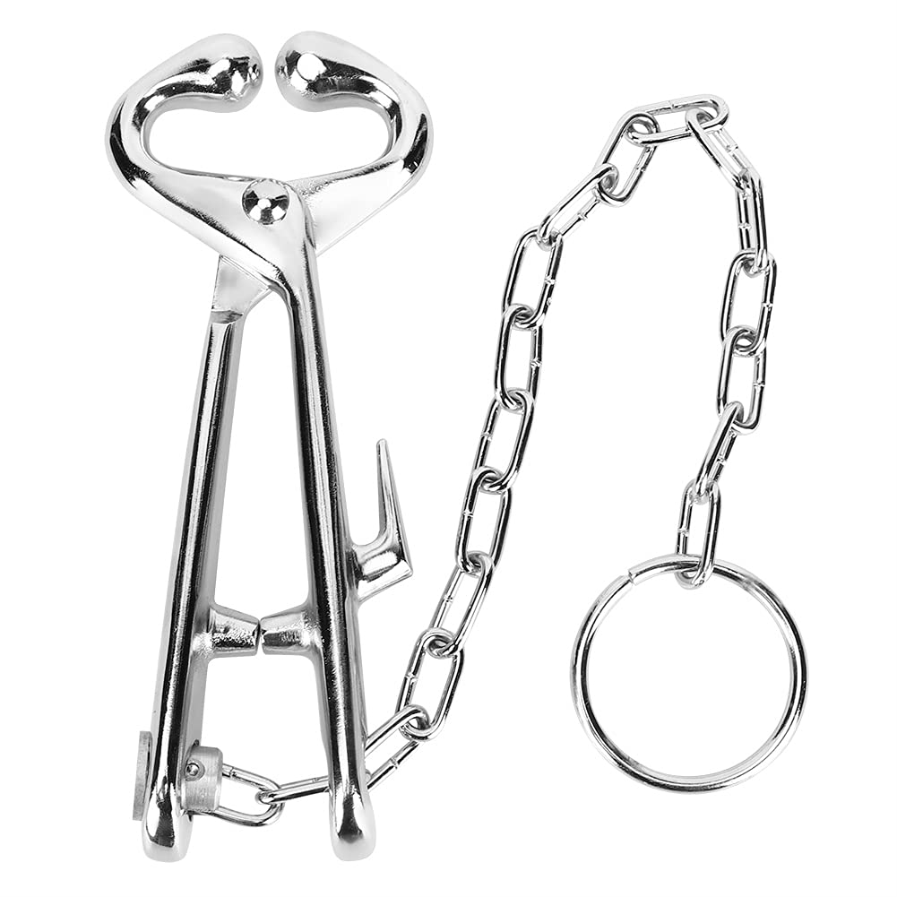 Pince à nez de vache en acier forgé galvanisé pour bétail, outil de traction de chaîne, pince à nez bovin, verrouillage automatique pour fermes, ranchs, vétérinaires
