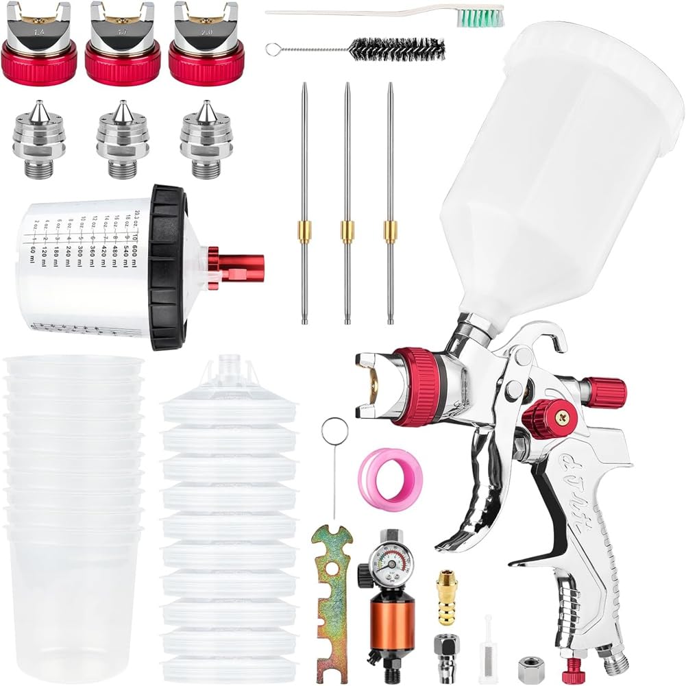 Ctrlzs Hvlp Air Spraygun Set With Disposable Paint Cup 600Cc,With Air Compressor Water/Oil Separator,For Furniture Diy Painting