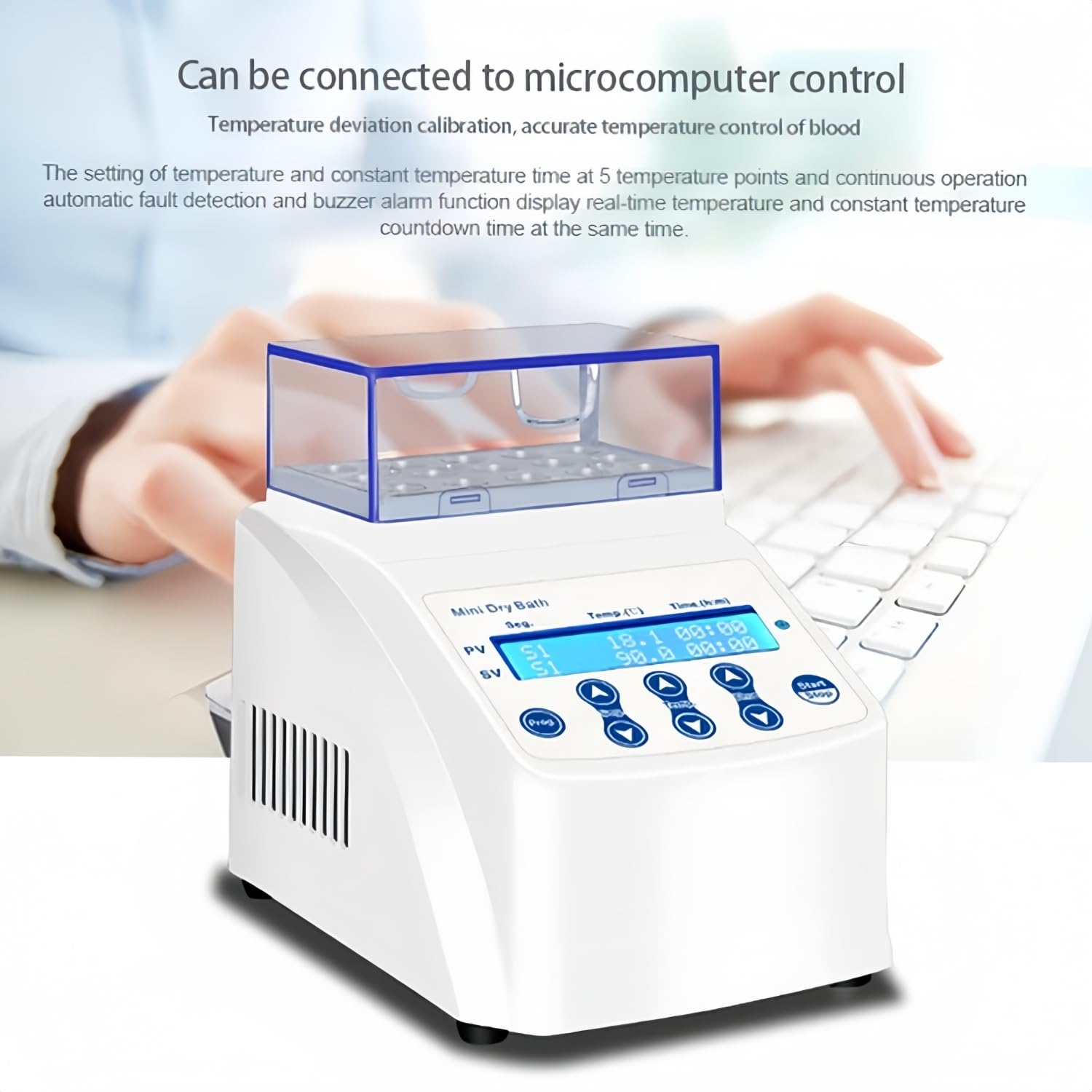 Inkubator do kąpieli suchej, cyfrowy grzejnik termostatyczny, 100℃ z wyświetlaczem LED, 5 konfiguracji programów, czas 0-100 h dla laboratoriów i badań akademickich