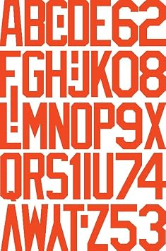 IRON EM Iron On Letters for Fabric, Clothing, Custom Tshirt, DIY Craft for Kids, Adults, and Toddlers 2" Dura-Felt Letters for Fabric, Heat Transfer Letters. Baseball Font. 2 Sheets Orange