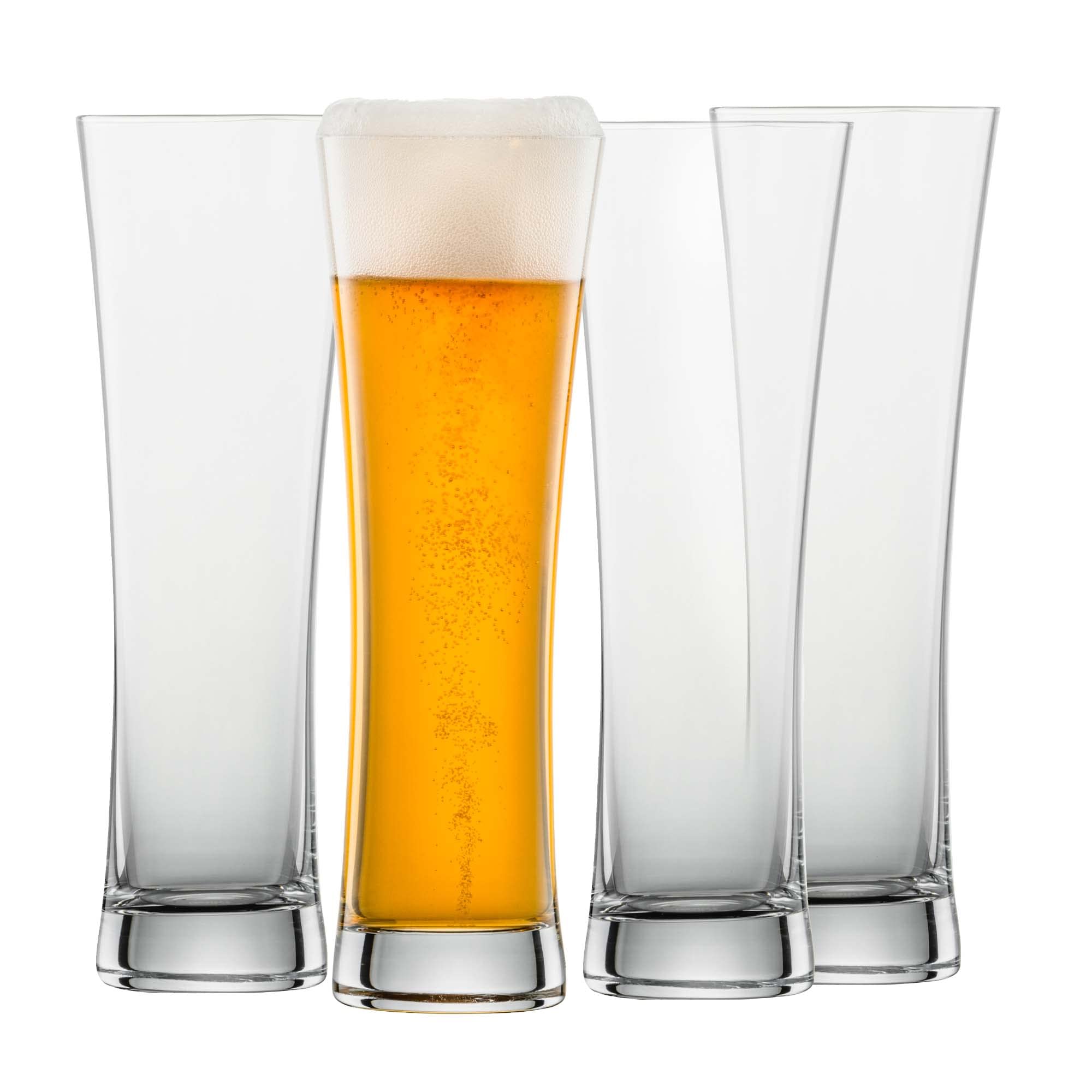 Schott Zwiesel Wheat Beer Glasses 0.3 l Beer Basic (Set of 4), Straight-Lined Wheat Beer Glasses for Wheat Beer, Dishwasher-Safe Tritan Crystal Glasses, Made in Germany (Art. no. 130005)