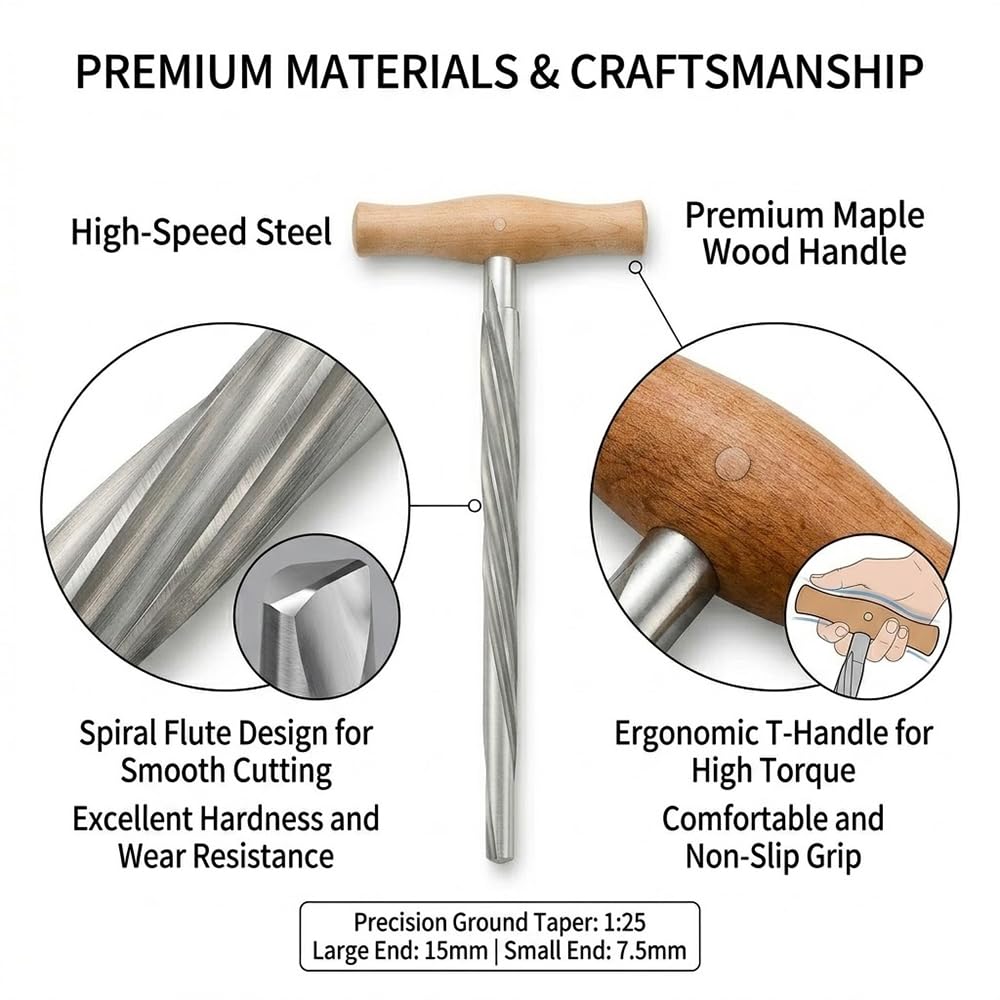 Yinfente Herramientas de reparación de instrumentos 4/4 para violonchelo escariador de acero de alta velocidad (herramienta para violonchelo)