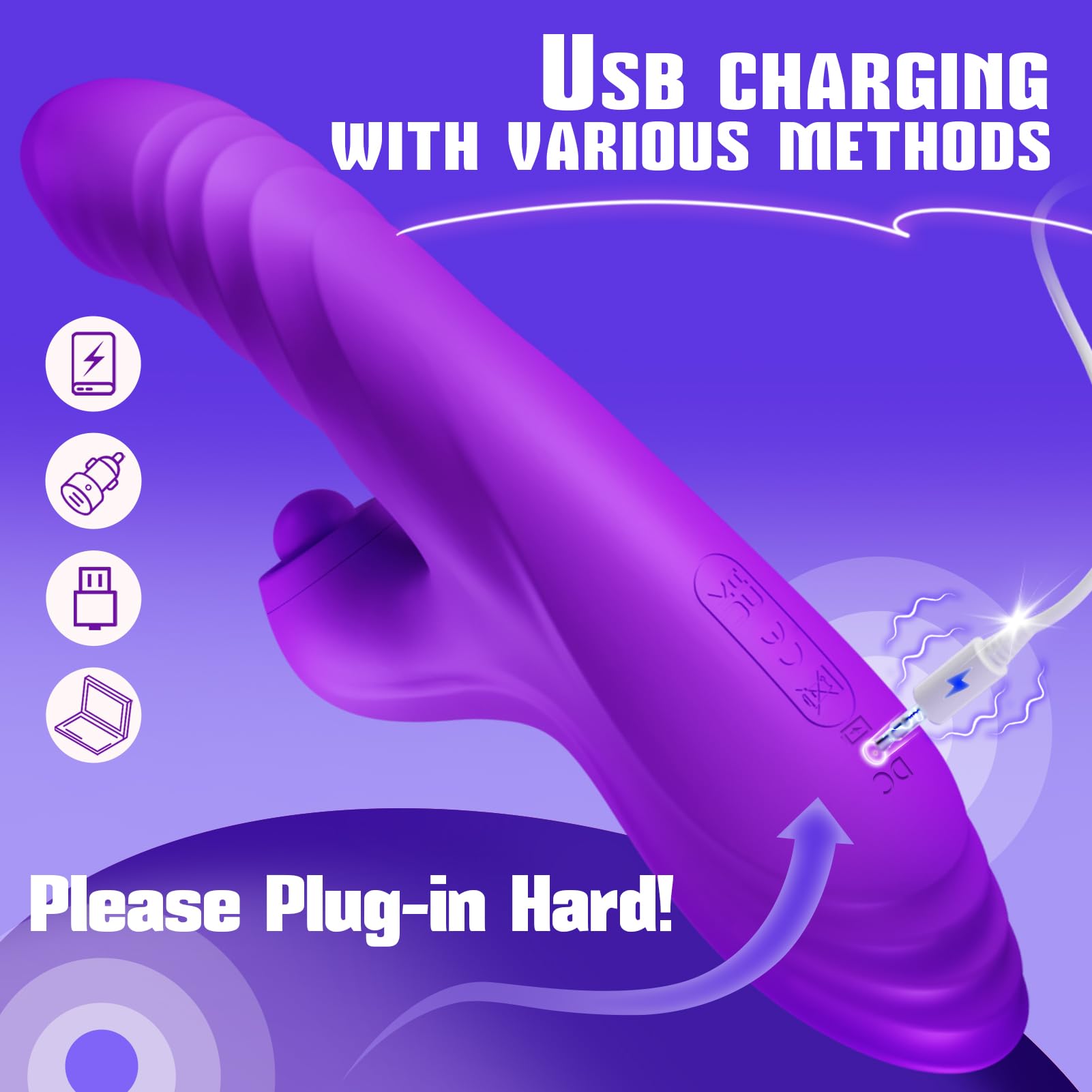 Vibrator Thrusting Dildo for Women Toendi G Spot Rose Toy Clitoral Stimulator Sex Toys Dildos Vibrator with 10 Vibration 7 Thrust Mode with Licking, Rabbit Vibrators Adult Sex Toy Couple AI Sync Games: Purple