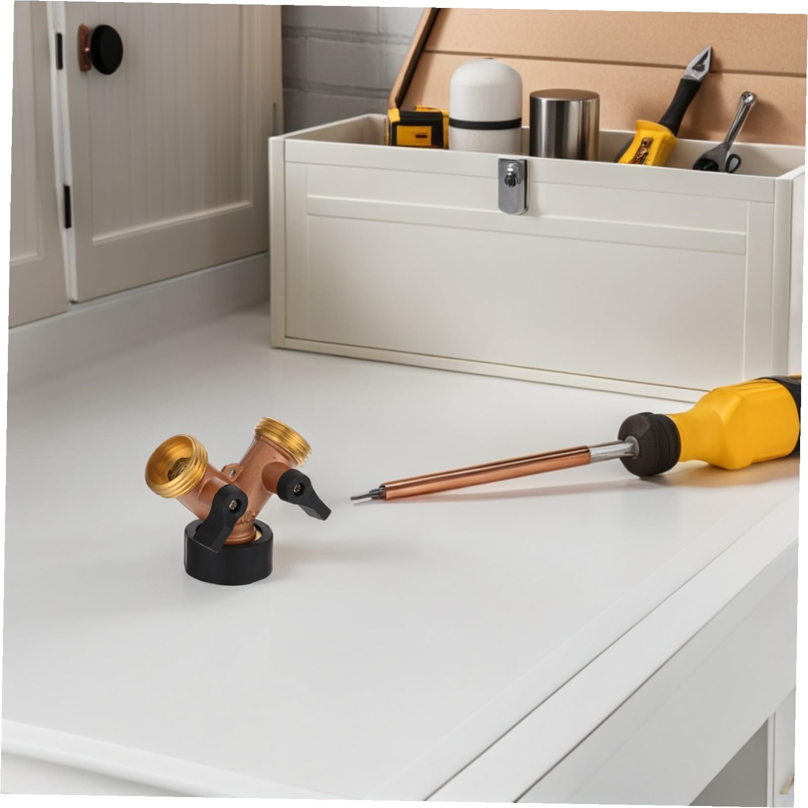 TEHAUX 2 Piezas Divisor de Manguera Jardín Latón Conector Rápido y Acoplamiento para Control de Flujo Compatible con Sistemas de Riego por Goteo y Accesorios de Tuberías