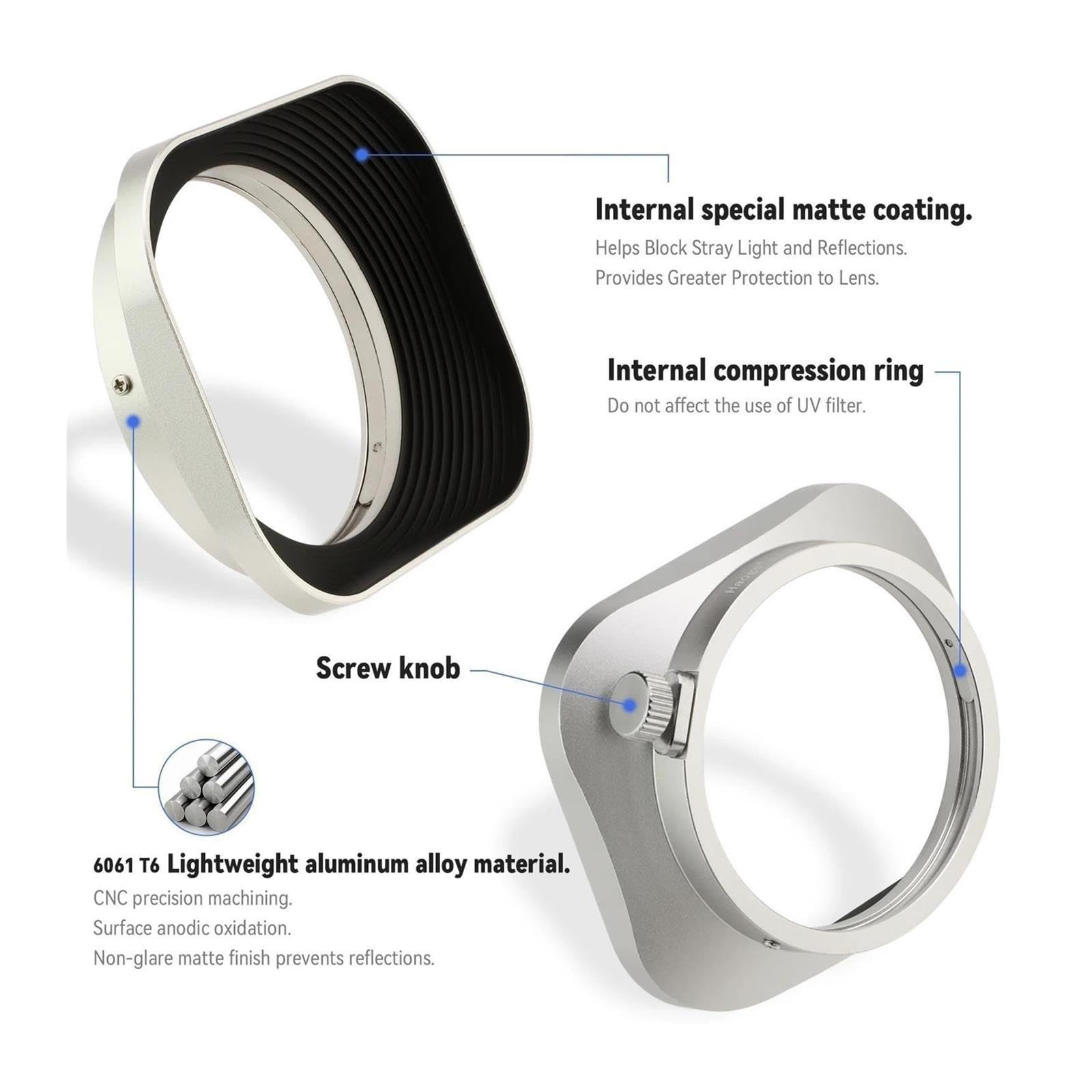 Paraluce quadrato in metallo 39/43/46 49 52 mm, for obiettivi for fotocamere Mirrorless(46mm,18pcs)