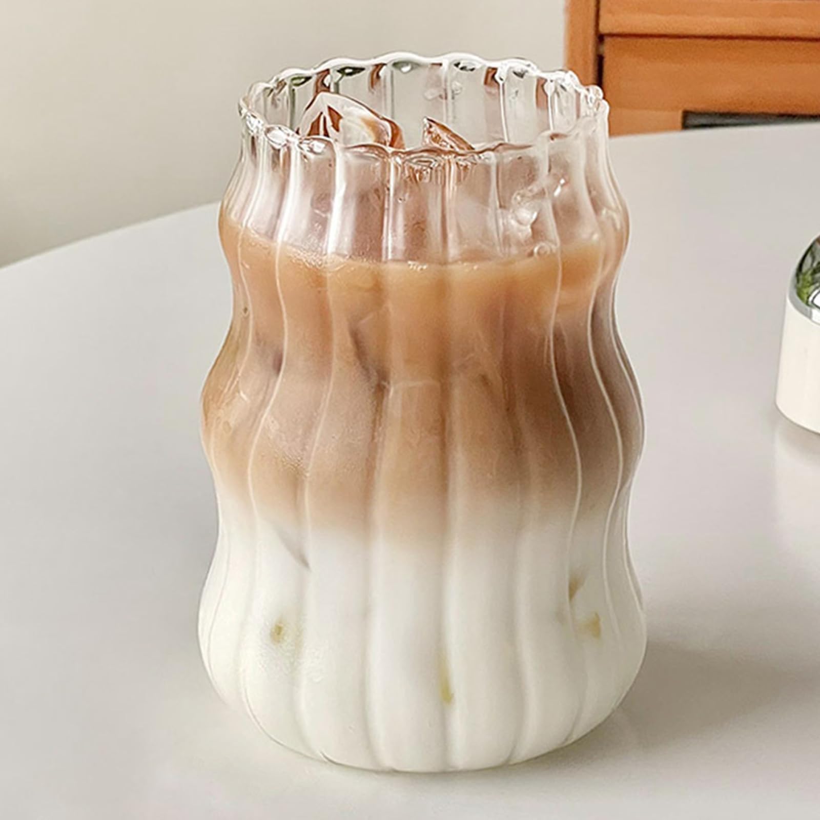 Lot De 6 Verres à Café Glacé Côtelé Pour Latte Macchiato