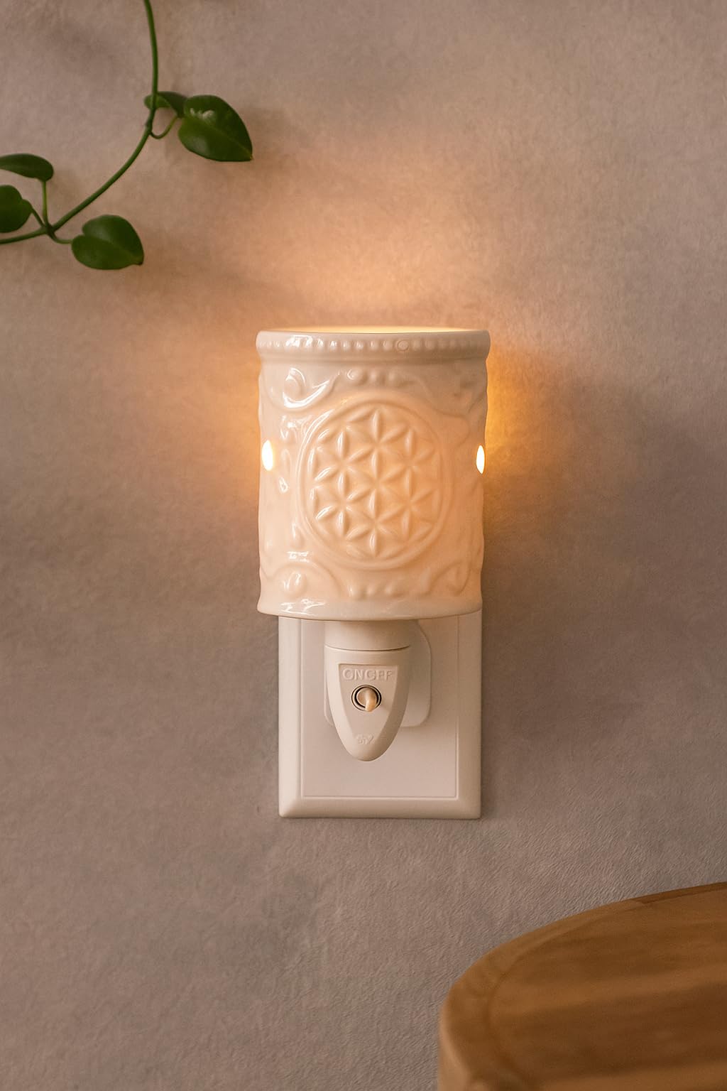 Candle-Brothers Elektryczna lampa zapachowa, kwiat życia, lampa zapachowa do domu, elektryczna lampa zapachowa, biała lampa zapachowa, lampa do biura, jogi, sypialni