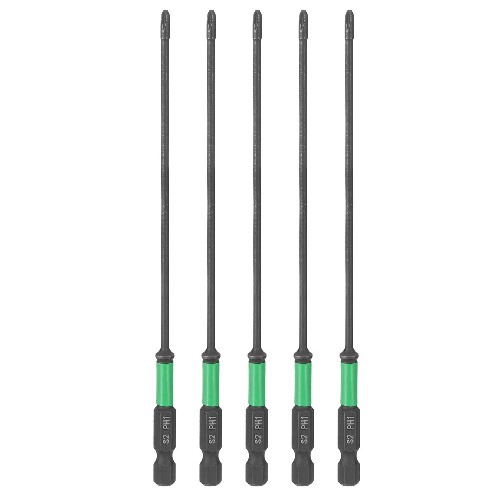 sourcing map 5pcs #1 Impact Phillips Screwdriver Bit PH1 1/4" Hex Shank 6" (150mm) Length 3mm Rod Magnetic Cross Head Drill Bits S2 Steel Industrial Screw Drivers for Impact Power Tools