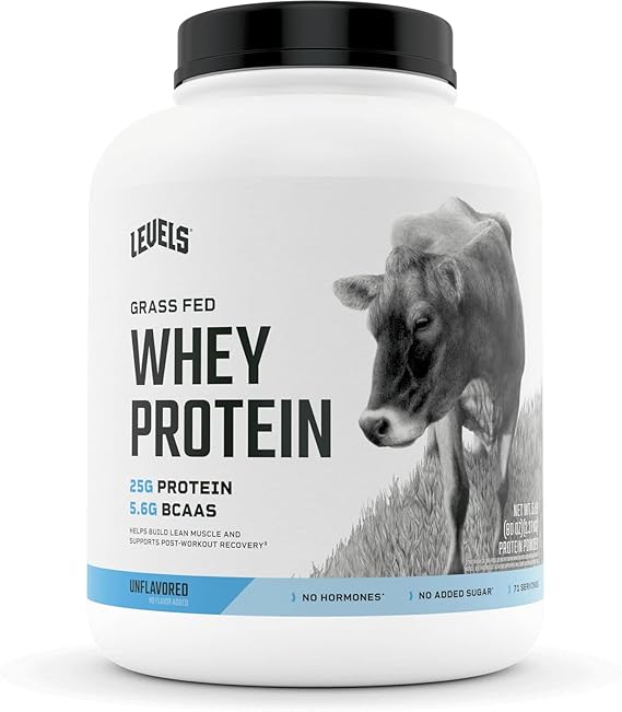 Levels Grass Fed 100 Whey Protein, No Hormones, Unflavored
