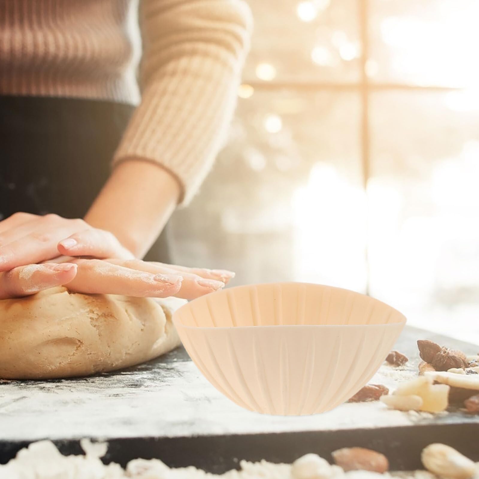 MAGICLULU Juego de Cestas de Fermentación de Silicona Accesorios para Hacer Pan para Pan Diseño Plegable y Gran Capacidad Ideales para Horno en Casa