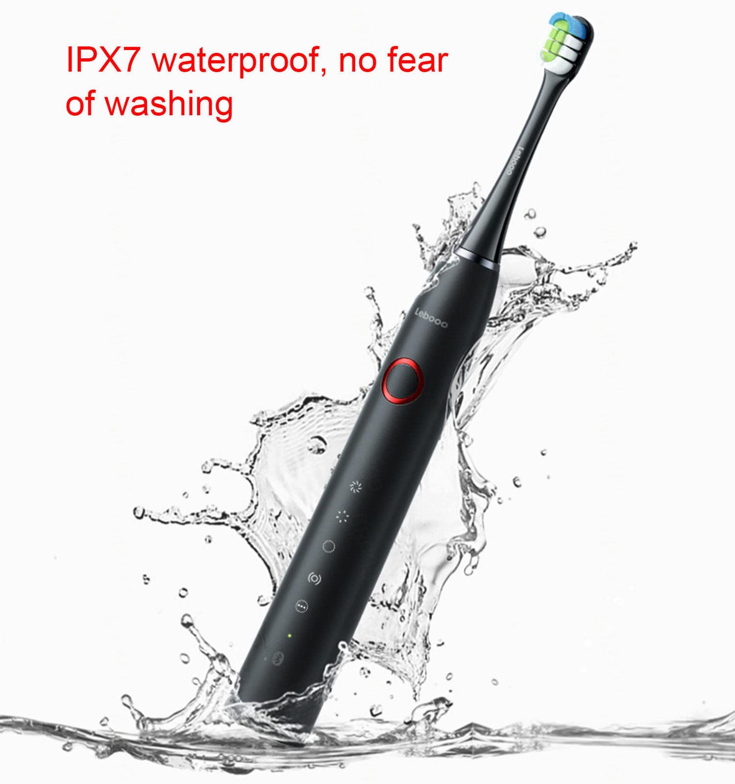 Spazzolino Elettrico, IPX7 Impermeabile, Smart Sonic Electric 2 Testina sostituibile in bambù per spazzolino ， Spazzolino Elettrico Ricaricabile a 4 modalità,A