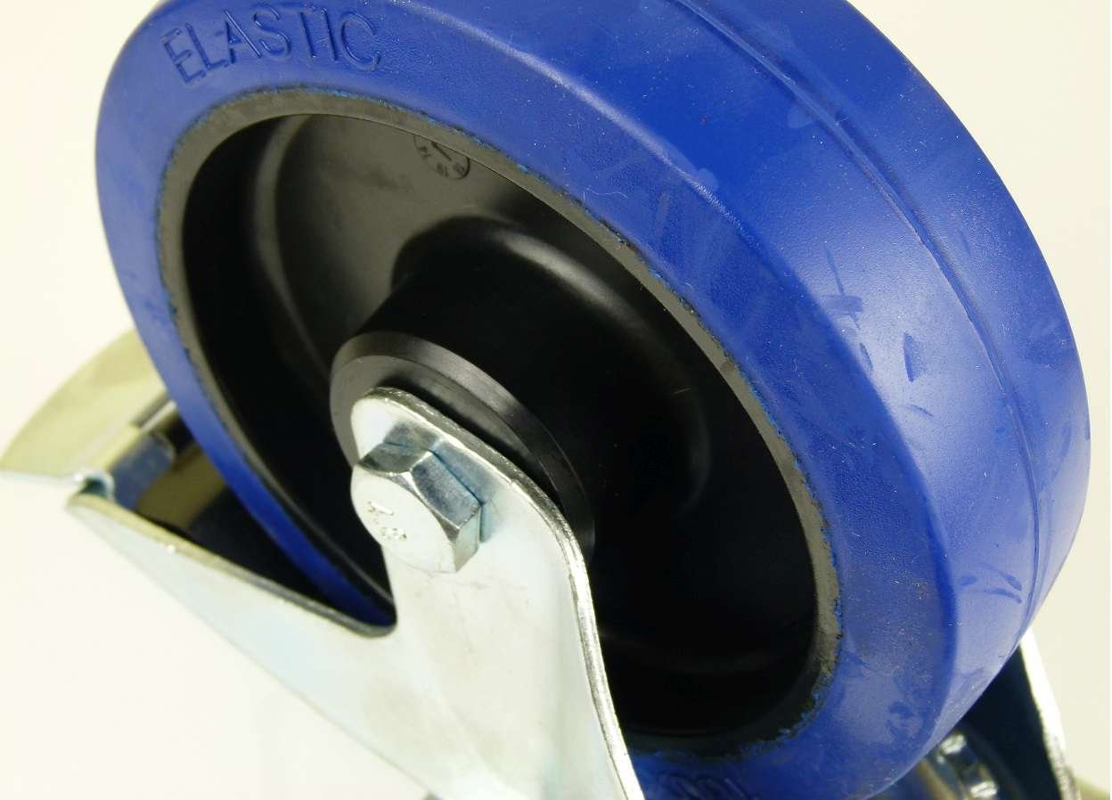 1 Satz 160mm Blue Wheels Lenkrollen mit Bremse/Feststellbremse + Bockrollen Transportrollen Blau 300kg / Rad - INDUSTRIEQALITÄT (2x Brems + 2x Bock)