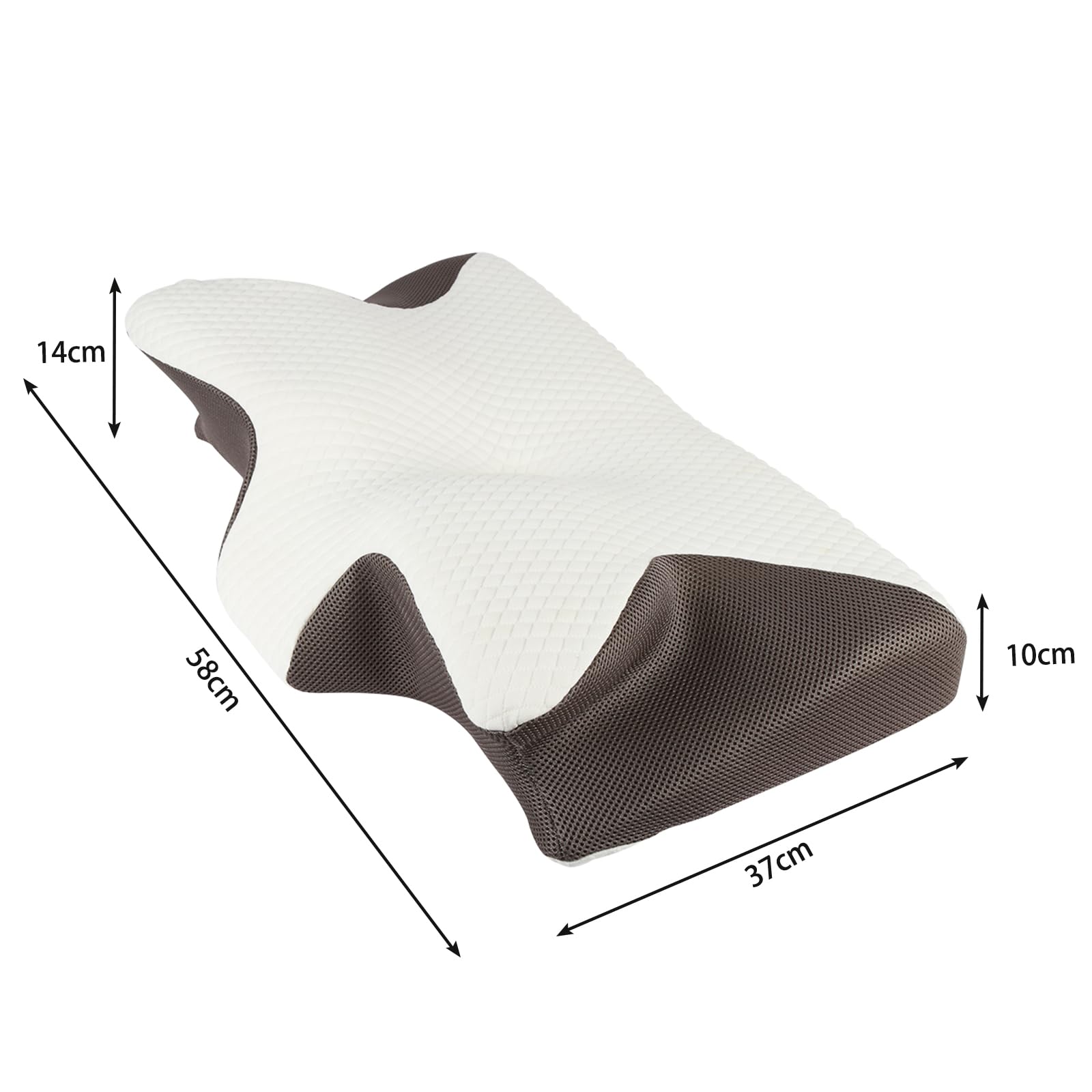 OHMG - Almohada ergonómica para dormir en el lado y en la espalda, cojín ortopédico de memoria ajustable 2 en 1, 58 x 37 x 14 cm (2P)